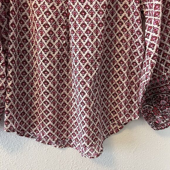 M.A.B.E Women's Blouse Size XS Cotton Viti Printed Top Whimsical Cottage Boho - Picture 6 of 15